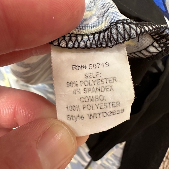 Boho High-Low Blue Yellow Geometric Print Sleeveless Casual Dress 2X Plus Size - Picture 9 of 10